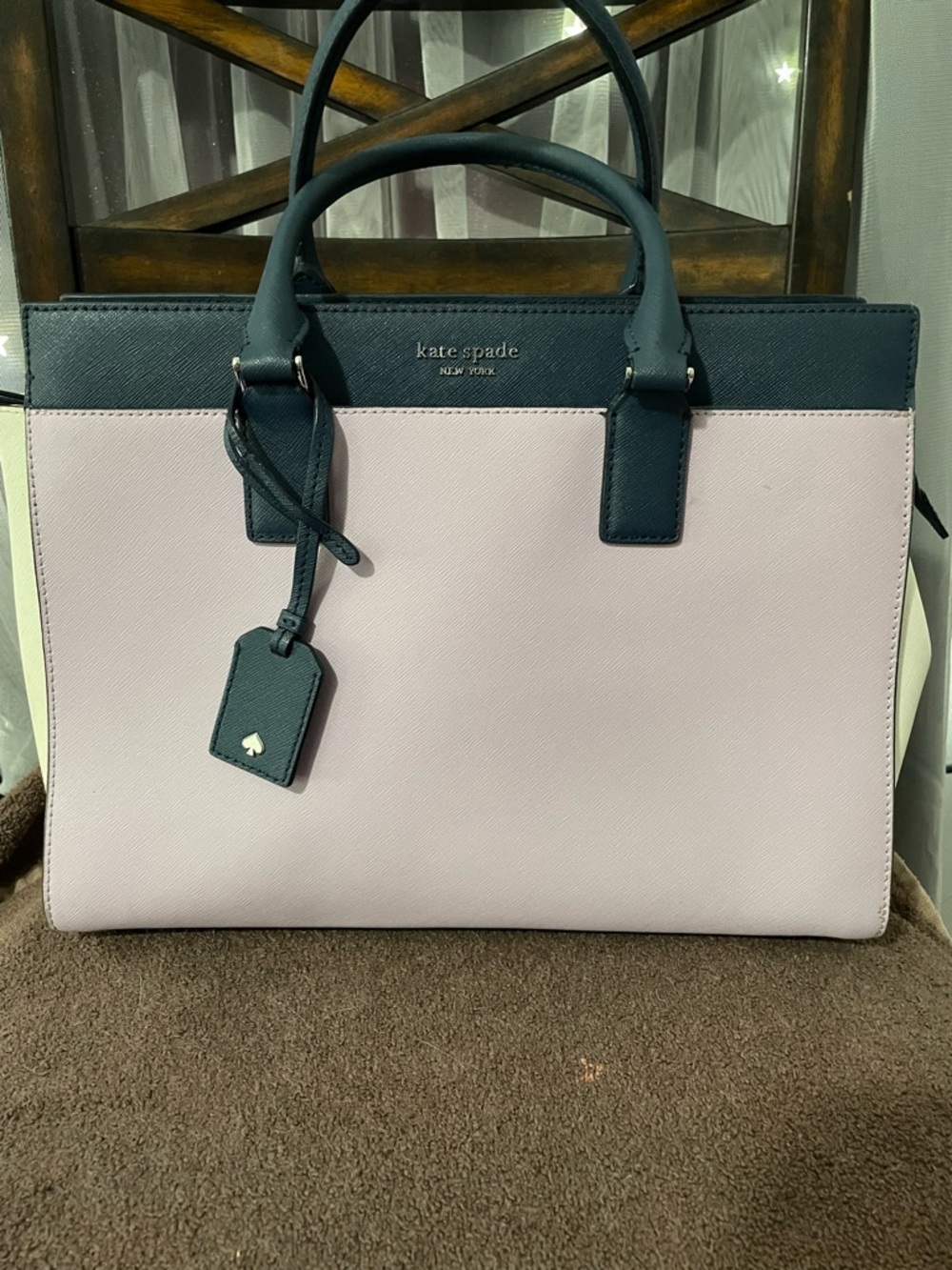 kate spade Two-Tone Leather Satchel – Pale Pink and Navy